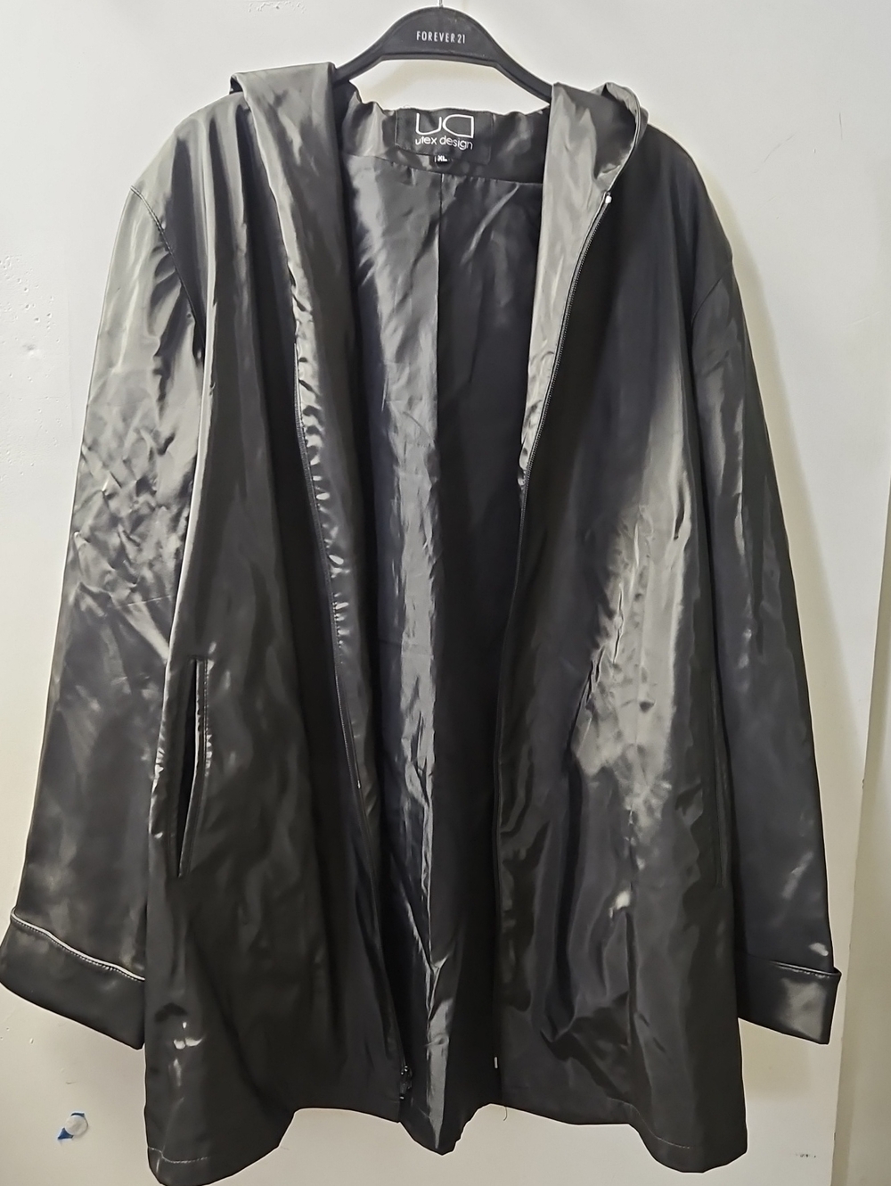 Women's Black Hooded Varsity-Style Jacket